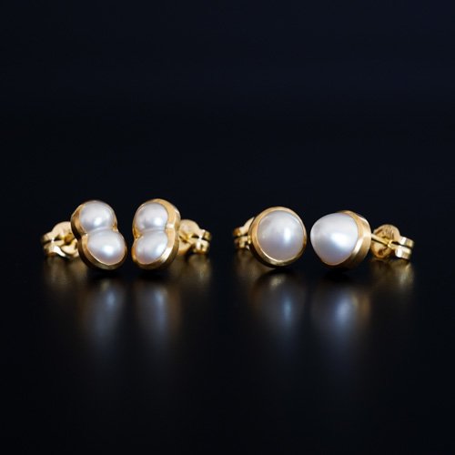 Small Half Keshi Pearl Earrings (SOURCE)