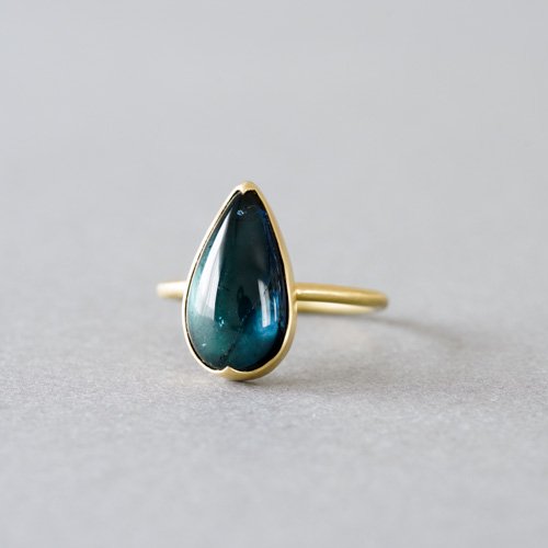 Large Pear Shape Blue Tourmaline Ring (Gabriella Kiss)