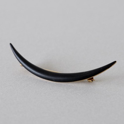 Vintage Crescent Black Enamel Pin  