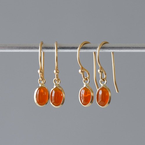 Enclosed Oval Fire Opal Earrings (Margaret Solow)