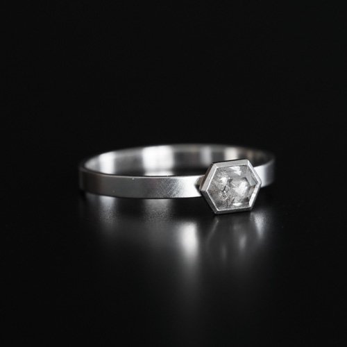 0.34ct Hexagon Gray Rosecut Diamond Ring (SOURCE)