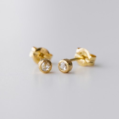 18kt Gold 2mm Rosecut Diamond Post Earrings (SOURCE)