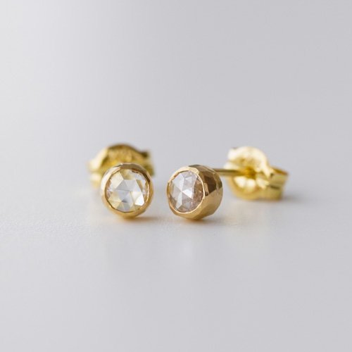 18kt Gold 3mm Rosecut Diamond Post Earrings (SOURCE)