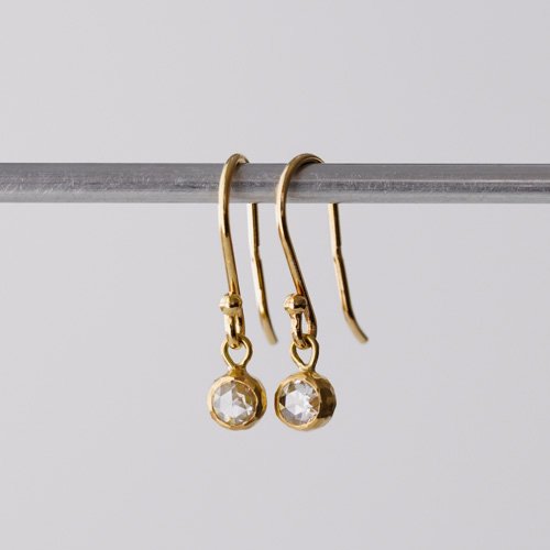 18kt Gold 3mm Rosecut Diamond Hanging Earrings (SOURCE)