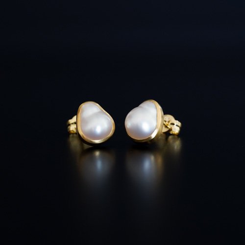 Medium Half Keshi Pearl Earrings (SOURCE)