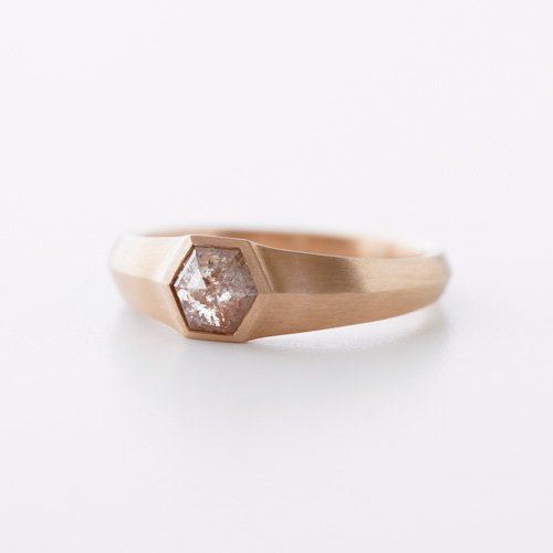 0.57ct Hexagonal Orange Rosecut Diamond Ring (Ne-Ph)