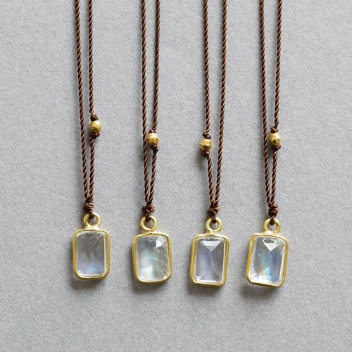 Enclosed Square Rainbow Moonstone Necklace (Margaret Solow)