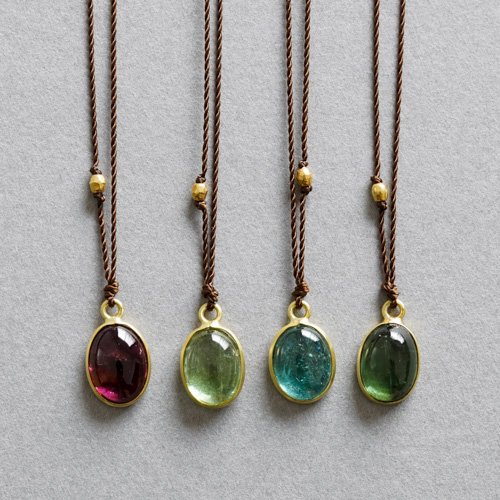 Enclosed Cabochon Oval Tourmaline Necklace (Margaret Solow)