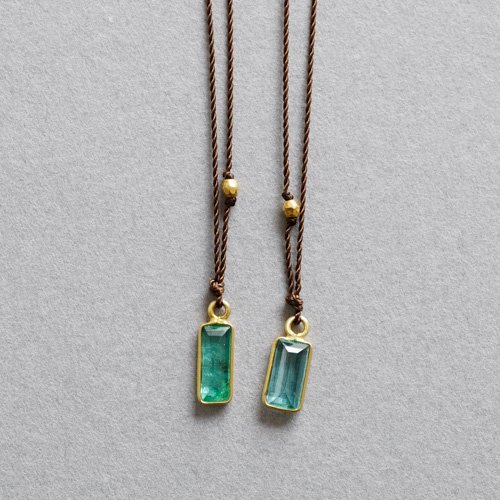 Enclosed Baguette Cut Emerald Necklace (Margaret Solow)