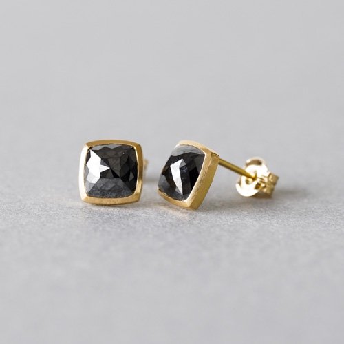 <img class='new_mark_img1' src='https://img.shop-pro.jp/img/new/icons8.gif' style='border:none;display:inline;margin:0px;padding:0px;width:auto;' />1.64ct Square Black Diamond Post Earrings (SOURCE)