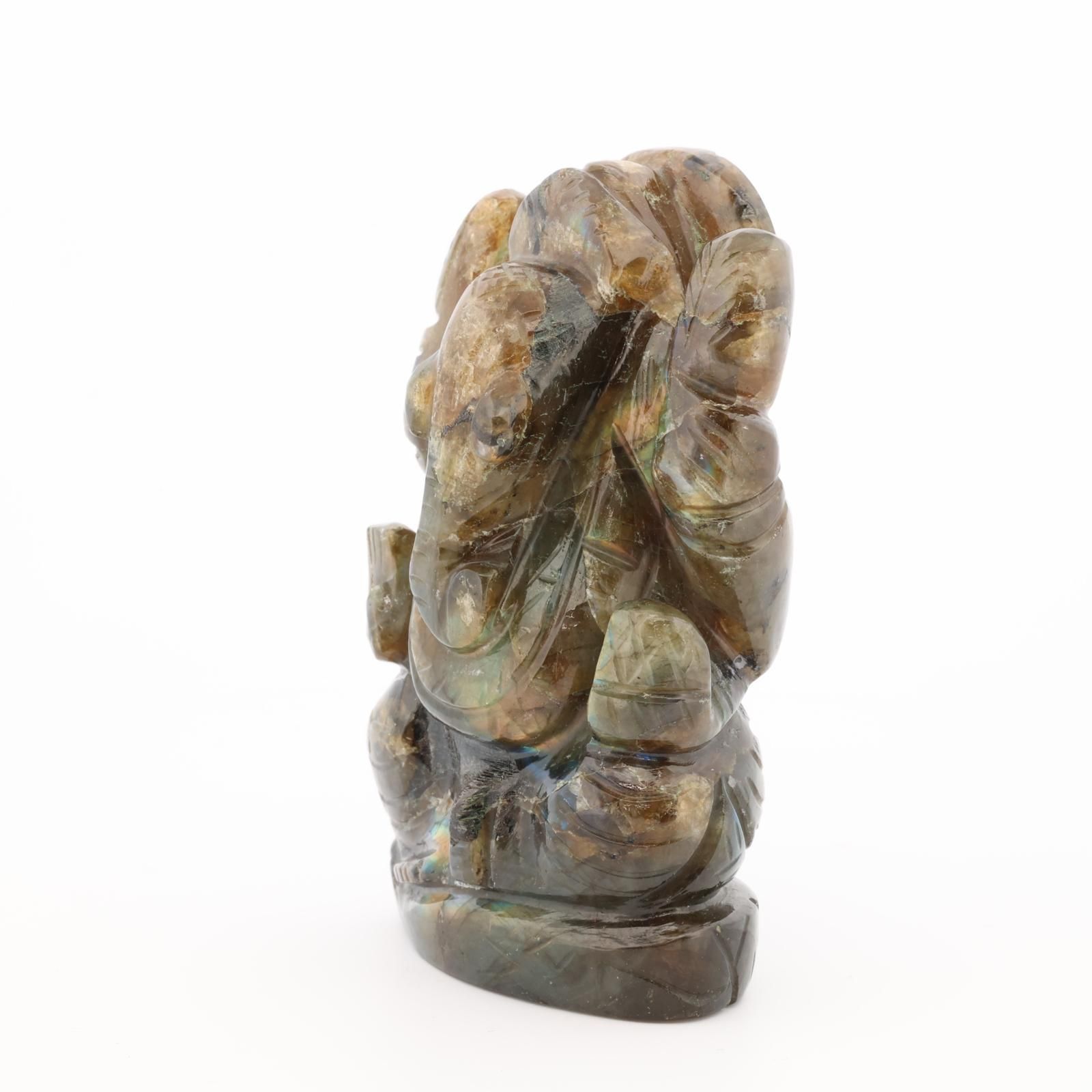 ラブラドライト・ガネーシャ神像（約130グラム、高さ約7.1cm