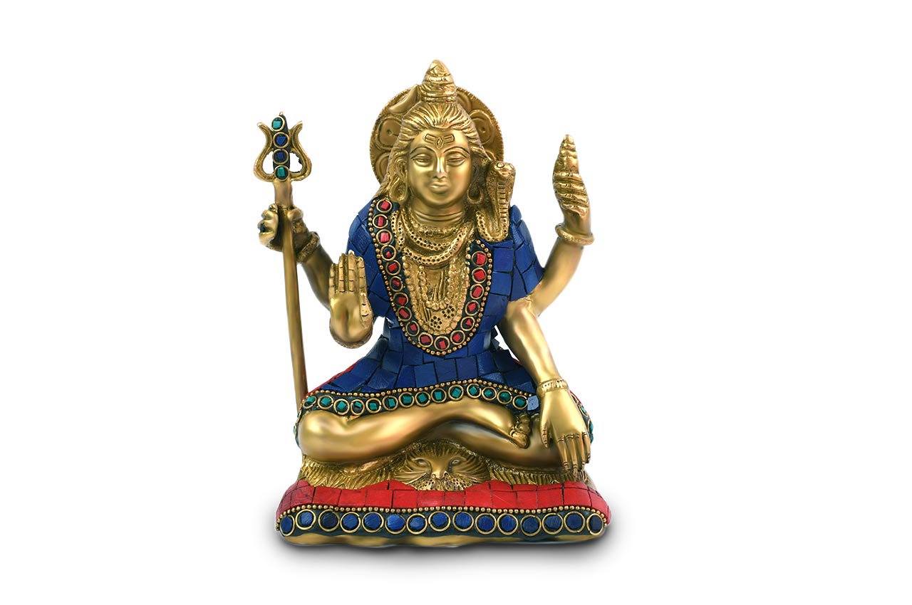 シヴァ神座像 真鍮製 石細工 約1 4kg 受注製作 スピリチュアルインド雑貨 Sitarama シーターラーマ