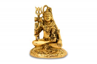 シヴァ神座像（真鍮製、高さ約18.5cm）（受注製作）