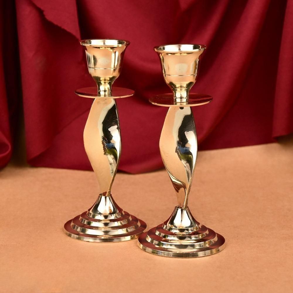 キャンドルスタンドL&LWMC真鍮&クリスタル2本セット