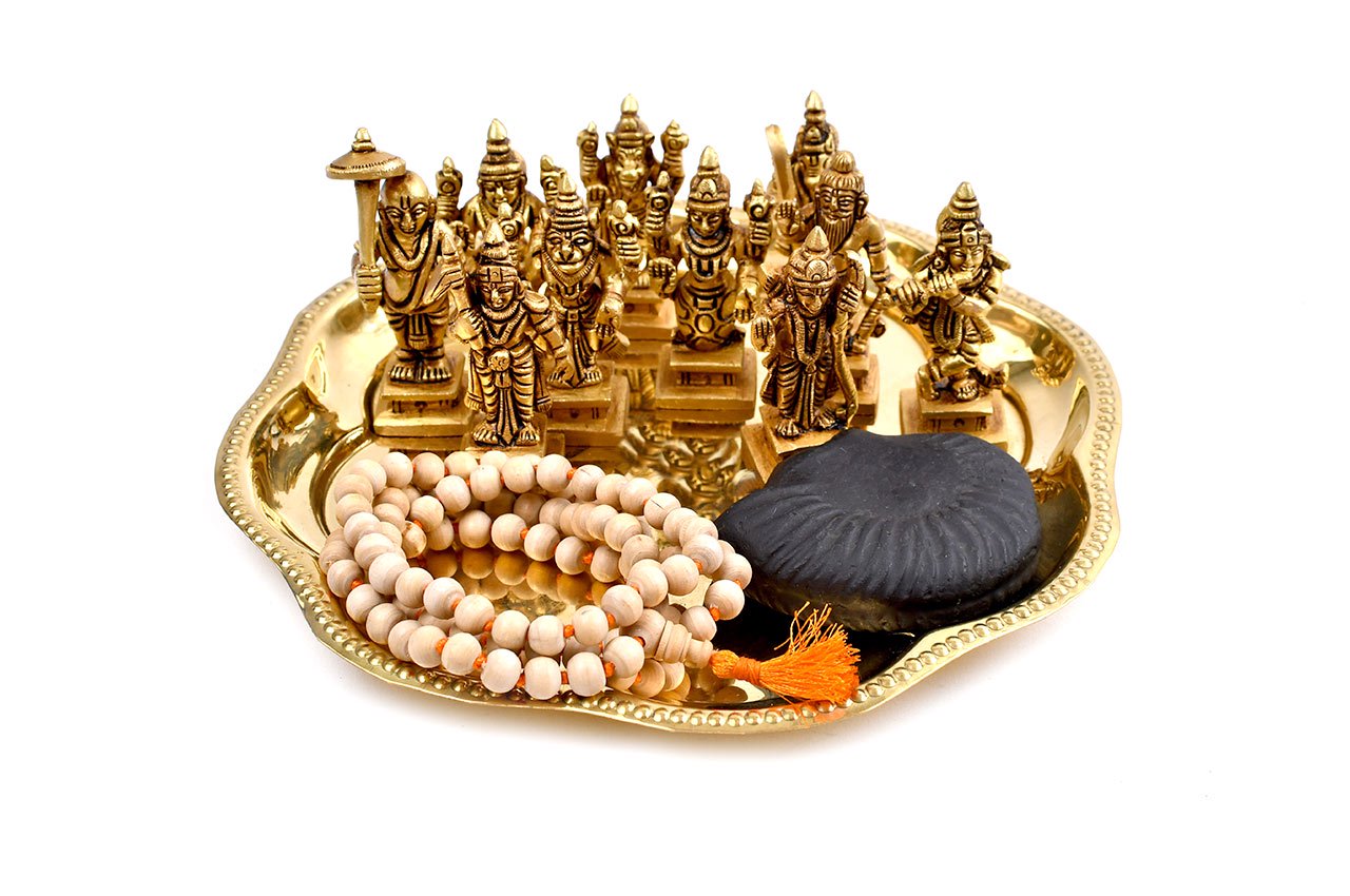 ダシャーヴァターラ神像（真鍮製、シャーラグラーマ＆トゥラシー・マーラー付き）（受注製作）- スピリチュアルインド雑貨 SitaRama（シーターラーマ）