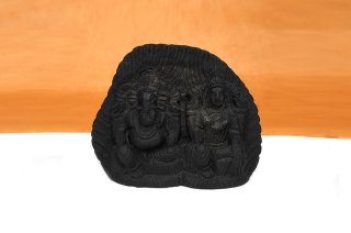 ラクシュミー＆ガネーシャ神像（シャーラグラーマ、691g）（受注発注品）