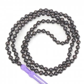 黒壇数珠（108+1ビーズ、５mmサイズ、紫房）