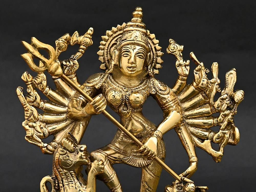 マヒシャースラ・マルディニー像（真鍮製、高さ約16cm）（受注製作