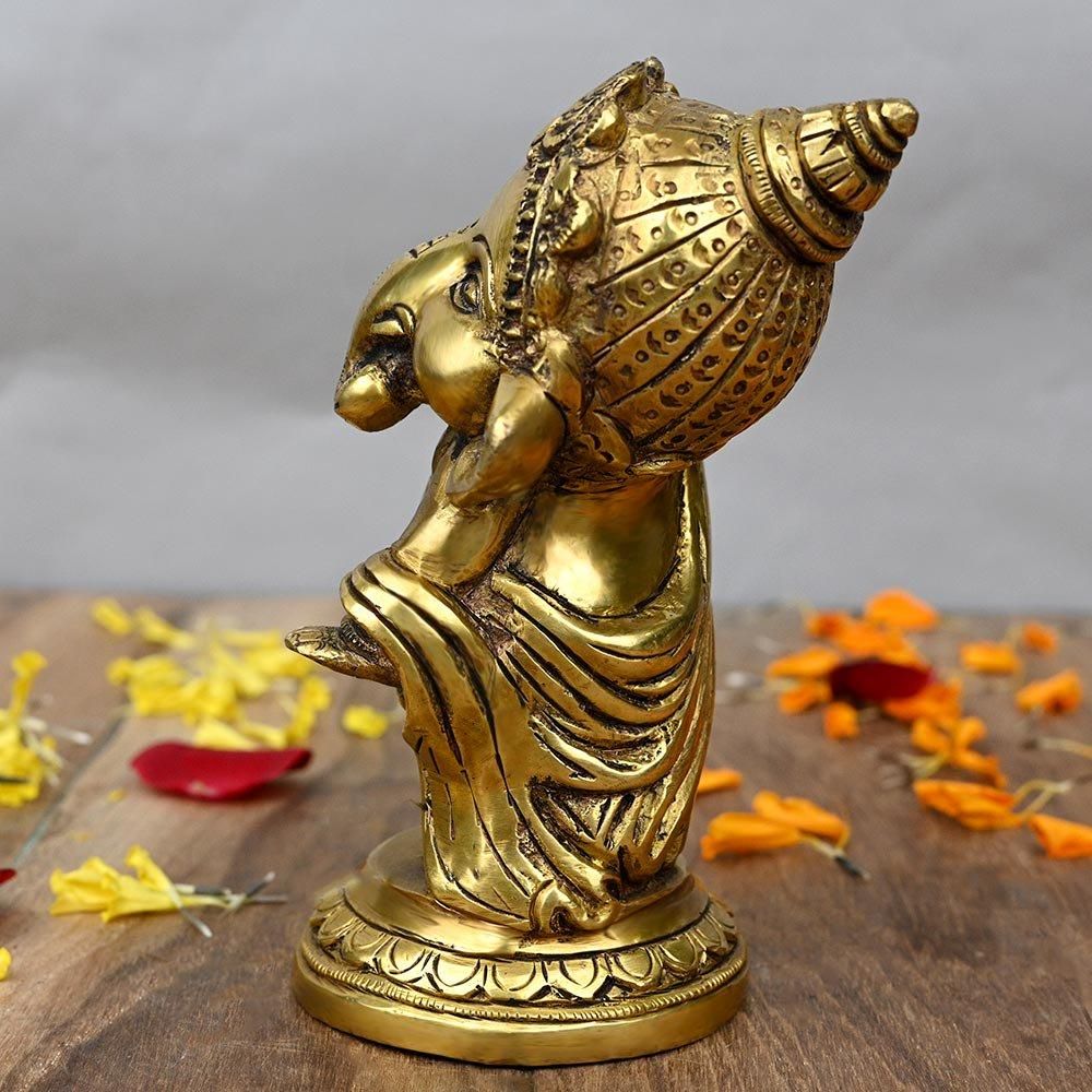 仏教美術　古銅　インド神　５面ガネーシャ象神　置物　M　R5207 仏教美術 古銅 インド神 5面ガネーシャ象神 置物 M R5207