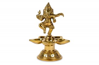 ガネーシャ神像（真鍮製、ダンス＆ディヤー）（受注製作）