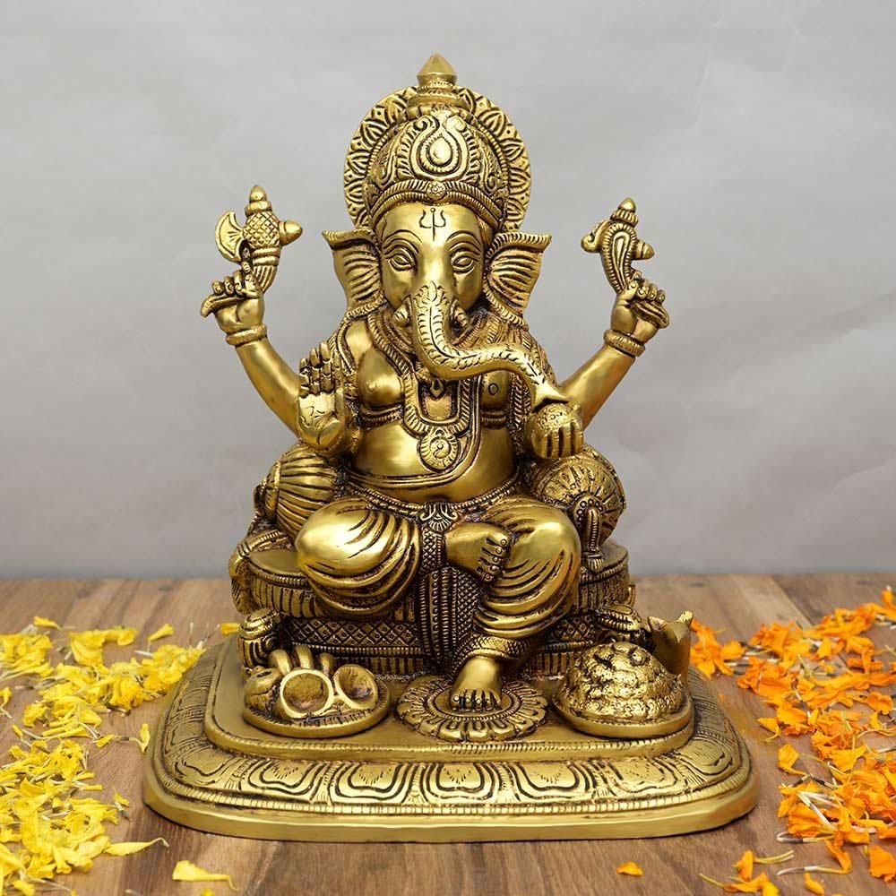 ガネーシャ神像（真鍮製、高さ約23cm、約5.04kg）（受注製作