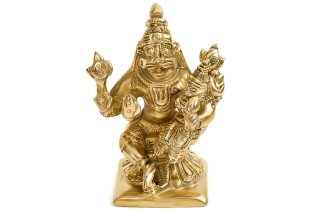ナラシンハ＆ラクシュミー神像（真鍮製、高さ約6.8cm）（受注製作）