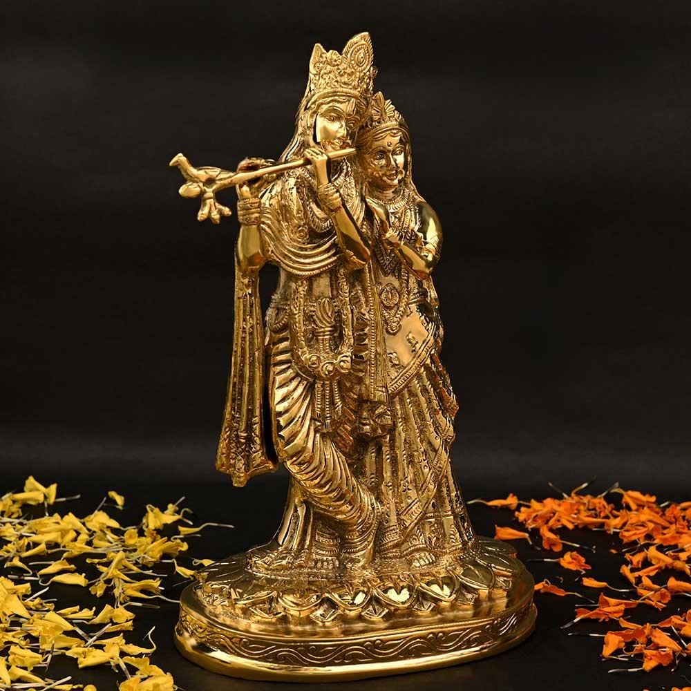 ラーダー・クリシュナ神像（真鍮製、高さ約25.6cm）（受注製作