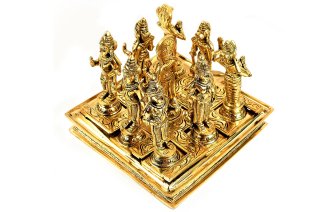 ナヴァグラハ神像セット（真鍮製、アビシェーカ台付き）（受注製作）