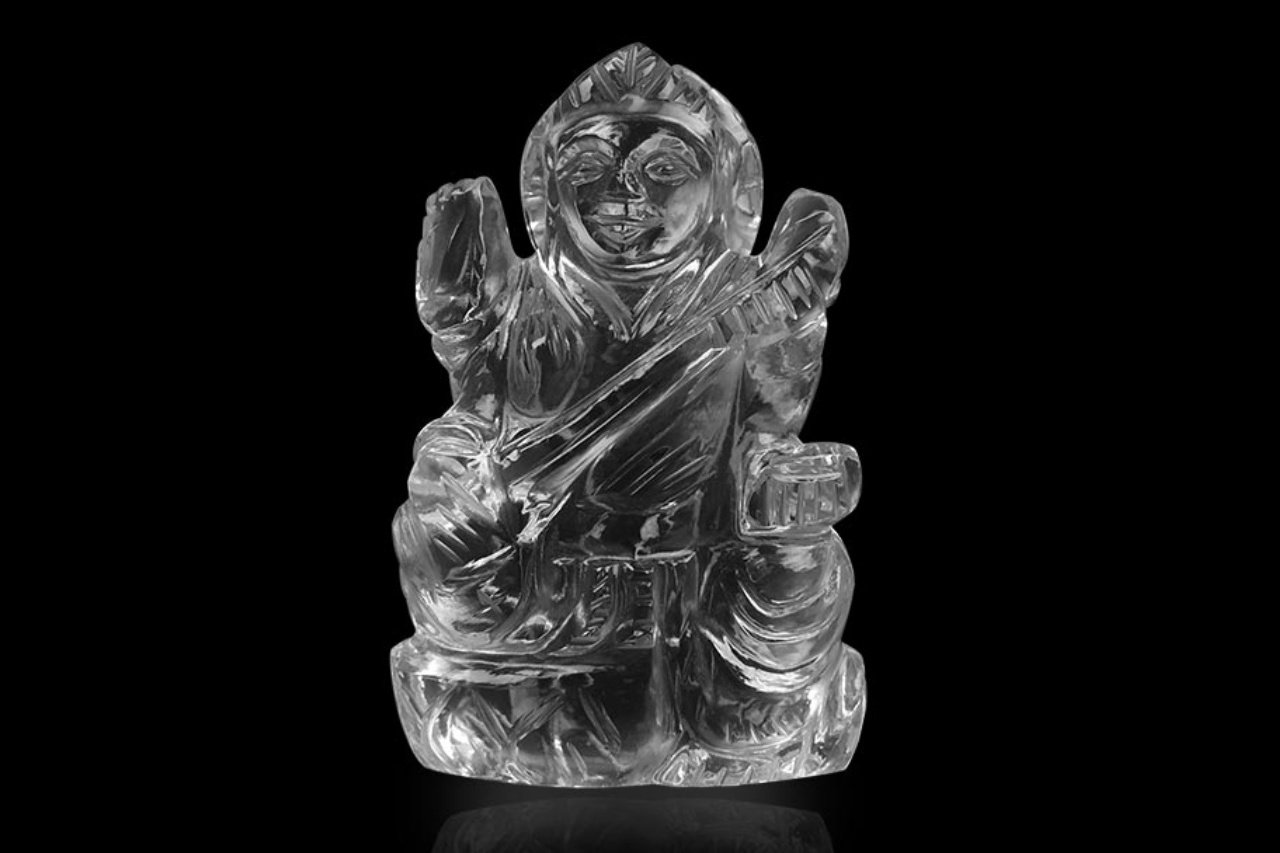 クリスタル・サラスワティー女神像（約71g）（受注発注品）　- スピリチュアルインド雑貨 SitaRama（シーターラーマ）