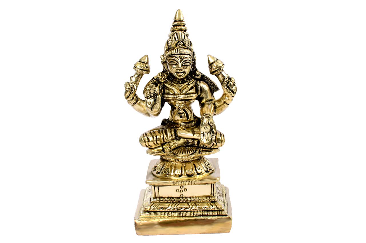ラクシュミー女神像（真鍮製、高さ約10.6cm）（受注製作） スピリチュアルインド雑貨 SitaRama（シーターラーマ）