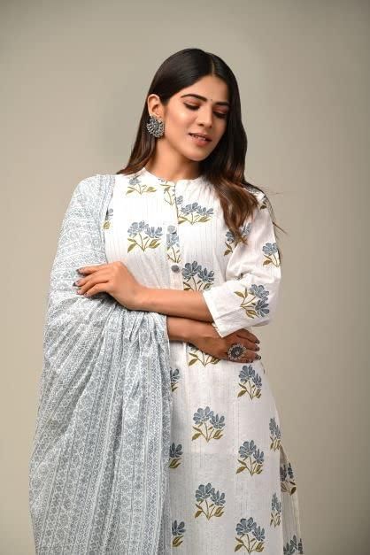 ネットオフ 送料得店 女性用クルタ・セット(ドゥパッター付き、ホワイト、7XLサイズ Clothing