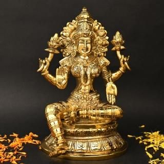 美と豊穣の女神ラクシュミー像　真鍮 ラクシュミー女神像（真鍮製、高さ約9.4cm）（受注製作