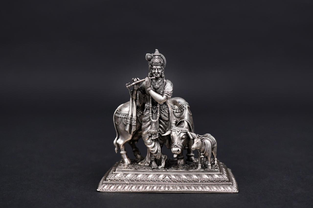 クリシュナ神像（シルバー、約123グラム）（受注製作）- スピリチュアルインド雑貨 SitaRama（シーターラーマ）