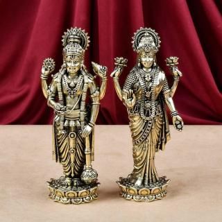 ラクシュミー女神像（真鍮製、高さ約28cm）（受注製作