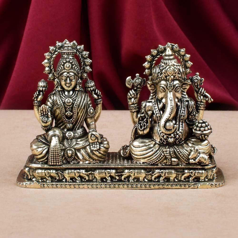 ラクシュミー＆ガネーシャ神像（アシュタダートゥ、高さ約7.0cm