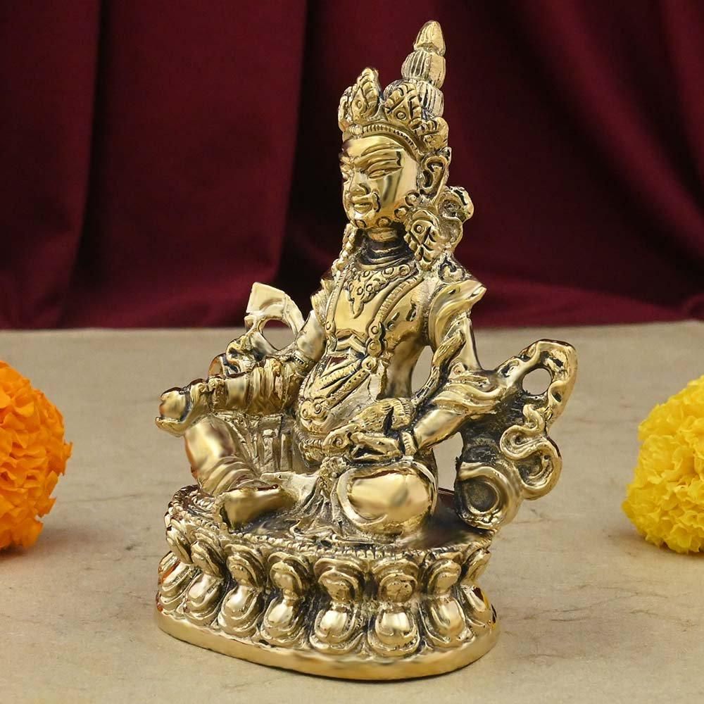 クベーラ神像（真鍮製、高さ約11.4cm） - スピリチュアルインド雑貨