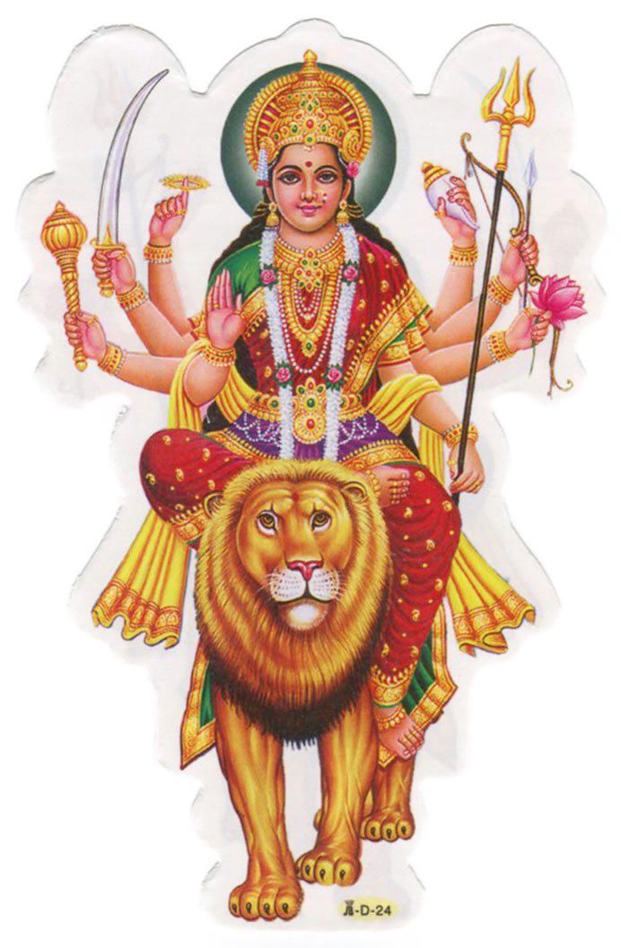 ドゥルガー・ステッカー（中）－D24 - スピリチュアルインド雑貨