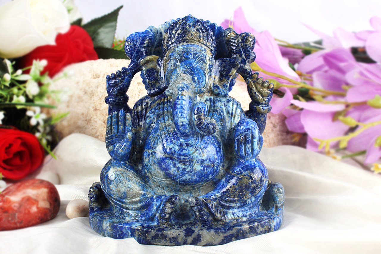 ラピスラズリ・ガネーシャ神像（約1.15kg）（受注発注品） - スピリチュアルインド雑貨 SitaRama（シーターラーマ）