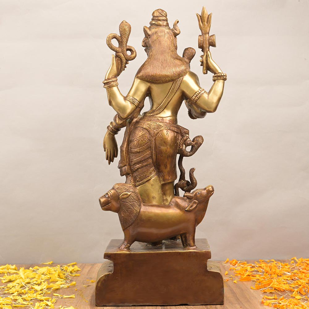 アルダナーリーシュヴァラ神像（真鍮製、高さ約45cm）（受注製作） - スピリチュアルインド雑貨 SitaRama（シーターラーマ）