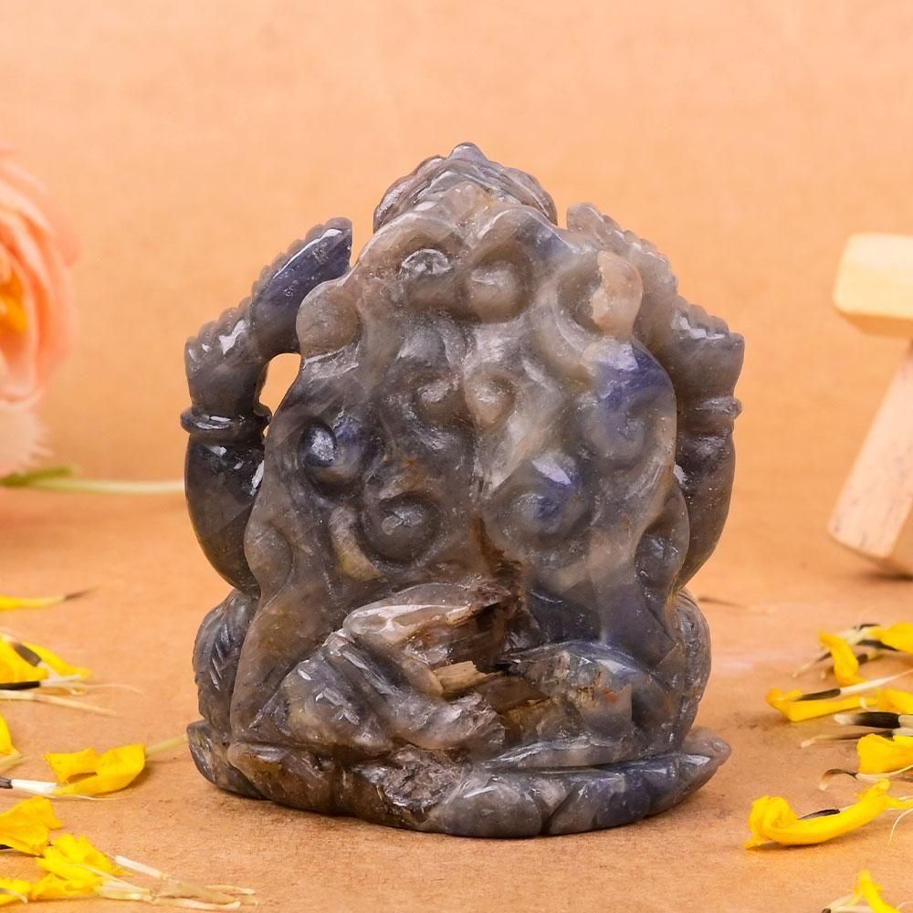 ブルーサファイア・ガネーシャ神像（約128g）（受注発注品