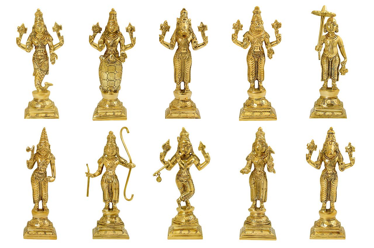 ダシャーヴァターラ神像（真鍮製）（受注製作） スピリチュアルインド雑貨 SitaRama（シーターラーマ）