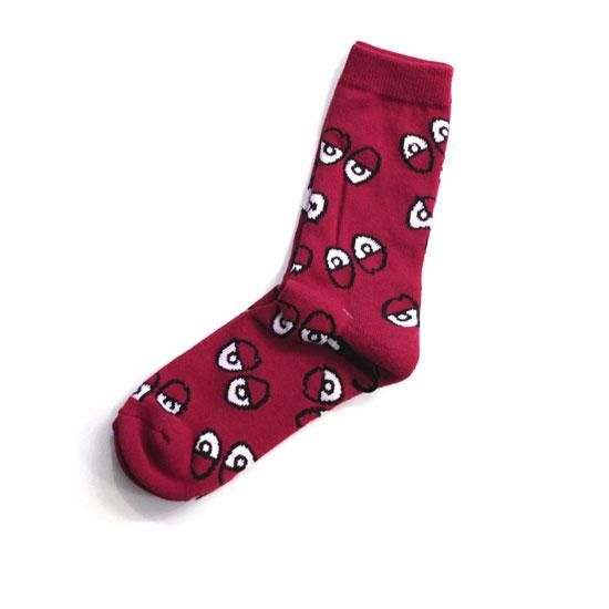 Vanilla Web Store Krookedクルーキッド Krooked Eyes Socks Burgundy Art By Mark Gonzales マークゴンザレス