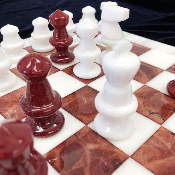 Alabaster Chess Set -White/Red-(SK-41-N) アラバスターチェスセット