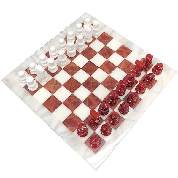 Alabaster Chess Set -White/Red-(SK-41-N) アラバスターチェスセット