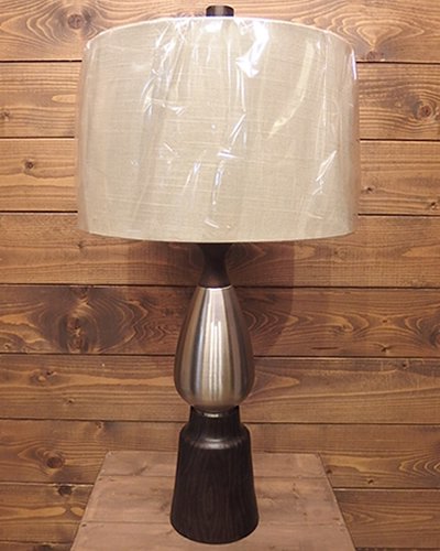【TABLE LAMP】SILVER & WOODGRAIN BASE