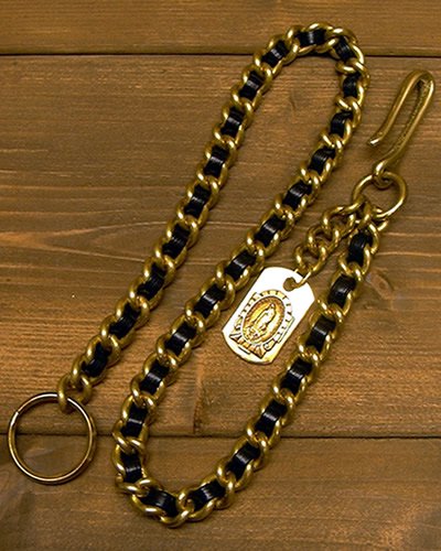 LEATHER & BRASS WALLET CHAIN 
