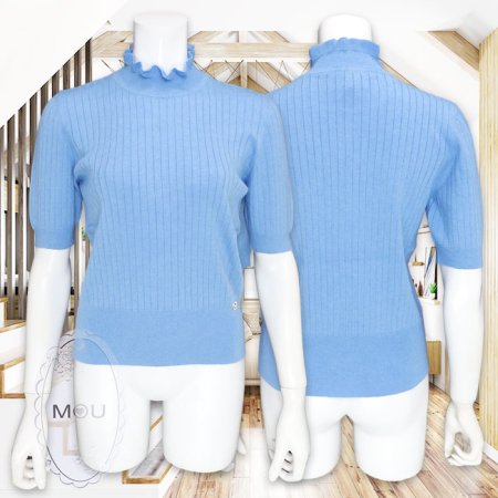 半袖セーター モウ MOU −EL22016−ブルー