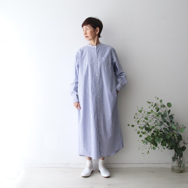 MidiUmi ワイドシャツワンピース ブルーストライプ - spoonful web shop