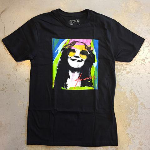 Janis Joplin - Psychedelic Smiling Face T-shirt on black - Bear's Choice  Web Shop