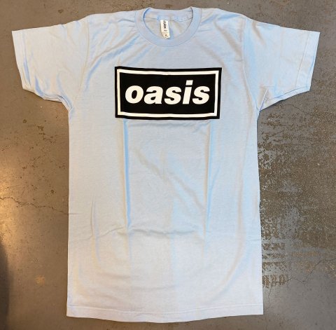 Oasis - Classic Logo Vintage Style T-shirt (Light Blue) - Bear's 